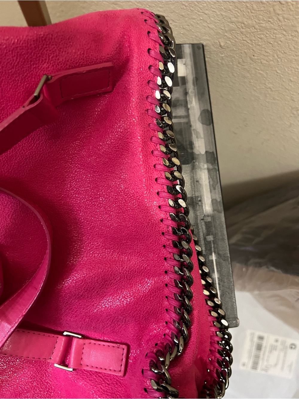 Stella McCartney Vibrant Hot Pink Chain-Trim Backpack - Picture 5 of 14